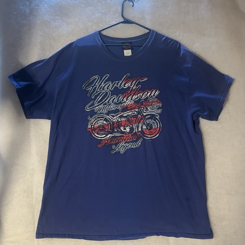 Harley Davidson Blue Shirt Legend Motorcycles Plainfield Indiana Men's Size XL